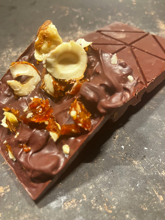 Semuliki Forest Uganda 65% Dark Milk Chocolate with Hazelnut Praline